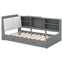 Platform Bed With Storage Headboard, Shelves And 2 Drawers by HouseOfZazla