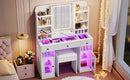 43.2" Vanity Desk with LED Mirror and Lights