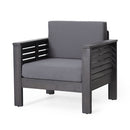 Acacia Wood Loveseat And Coffee Table Set With Cushions