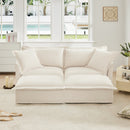 Slipcovered Sofa 2 Seater Sofa With 2 Ottomans
