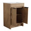 24" Freestanding Bathroom Vanity with White Ceramic Sink & 2 Soft-Close Cabinet Doors ((KD-PACKING),BVB02424IMO-G-