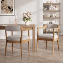 Wood Frame Upholstered Dining Chairs with Armrests (Set of 2) - Beige + Natural by HouseOfZazla