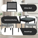 5-Piece Rattan Round Dining Table Set, Wood Table with Hexagonal Base and Upholstered Chairs for Dining Room, Kitchen,Indoor Use, Black+Gray