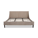 Aspen Vertical Tufted Headboard Platform Bed Set, King, Mink Beige Performance Velvet
