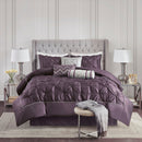 7-Piece Queen 100% Polyester Pieced Pleated Tufted Comforter Set