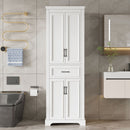 Freestanding Bathroom Vanity, Elegant Design With 4 Doors & 1 Drawer, Adjustable Shelves, Damping Hinges - White by HouseOfZazla