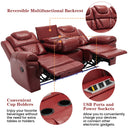 Home Theater Seating Manual Recliner Chair With Center Console And Led Light Strip For Living Room by HouseOfZazla