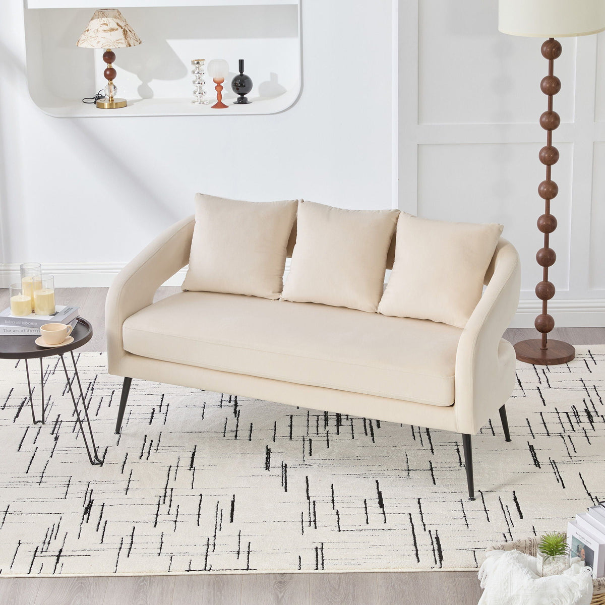 Open Back Loveseat Settee With 3 Pillows, photo 7 of 28