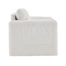 Fixed Modern Accent Chair Single Seater Plush Chenille Lounge Chair With High Resilience Cushion - Ivory White by HouseOfZazla