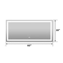 60 in. W x 28 in. H Rectangular Frameless LED Light Wall Vertical/Horizontal Bathroom Vanity Mirror in Aluminum