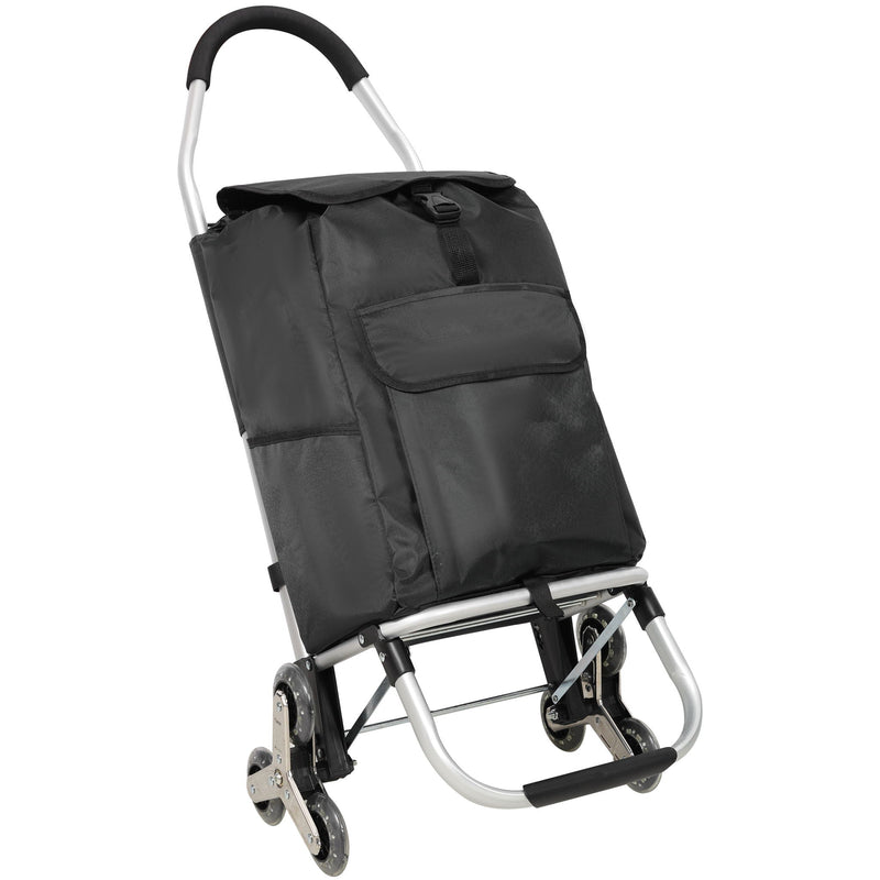 Foldable Shopping Stair Trolley With Triangular Wheels And Removable Waterproof Bag - Black, photo 5 of 19