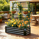 Galvanized Raised Garden Bed with Arch Trellis