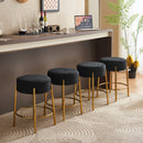 Round Bar Stools (Set of 2), Contemporary Upholstered Dining Stools For Kitchens, Coffee Shops And Bar Stores - Legs