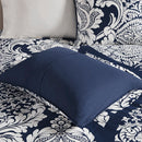7 Piece Cotton Printed Comforter Set - Indigo - Cal King
