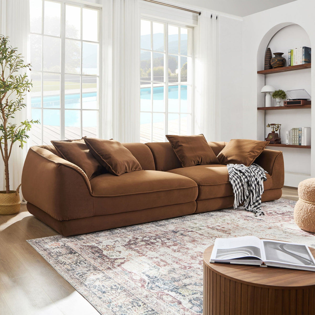 Nordic Modern Sofa With Removable Pillowcase, High Density Sponge Filling, 4 Throw Pillows, photo 4 of 14