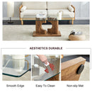 A rectangular modern and fashionable coffee table with tempered glass tabletop and wooden color MDF legs. Suitable for living room.47.2"x25.5"x18"