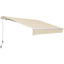 Outsunny - 12' x 8' Retractable Awning Patio Awnings Sun Shade Shelter With Manual Crank Handle, 280G / M² Uv & Water-Resistant Fabric And Aluminum Frame For Deck, Balcony, Yard - Cream White by HouseOfZazla