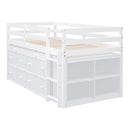 Loft Bed With Retractable Writing Desk And 4 Drawers, With Lateral Portable Desk And Shelves by HouseOfZazla