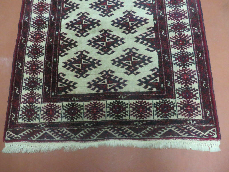 3' X 3' Vintage Handmade Turkoman Bokhara Yamud Wool Rug Nice