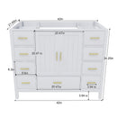 42" Bathroom Vanity Base Cabinet with 2 Soft-Close Double Doors & 9 Smooth Drawers