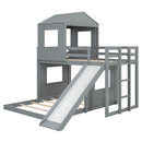Loft Bunk Bed With Playhouse, Farmhouse, Ladder, Slide And Guardrails by Unique Piece Furniture