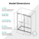 Frameless Double Sliding Shower Door In, Thick Tempered Glass, Reversible Installation by HouseOfZazla