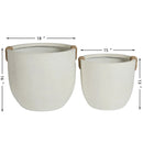 Round Concrete Planter Set of 2, Large Handmade Off White Pots