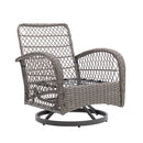 3 Pieces Outdoor Swivel Rocker Patio Chairs, 360 Degree Rocking Patio Conversation Set with Thickened Cushions and Glass Coffee Table for Backyard, Blue