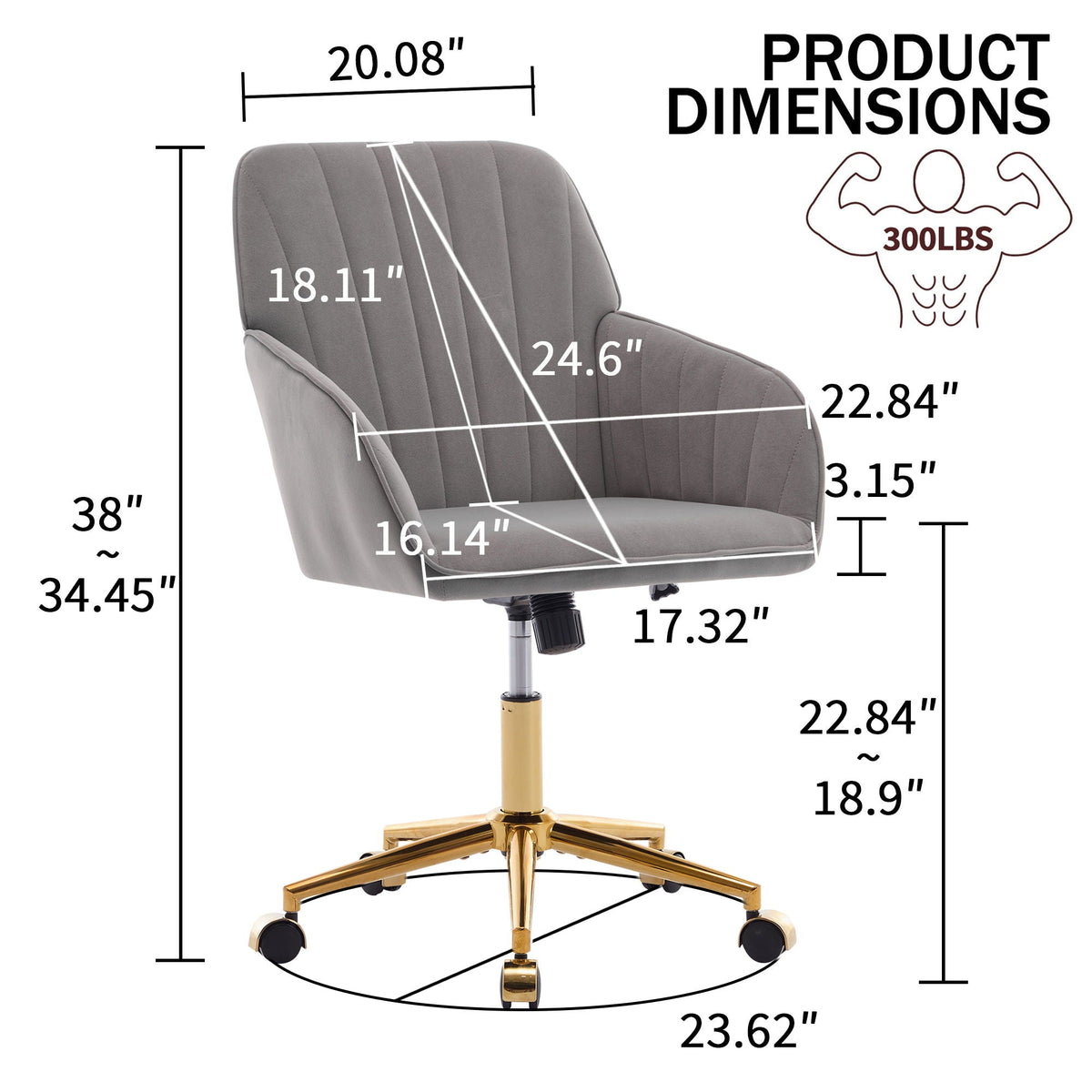 Adjustable Ergonomic Swivel Office Chair, photo 22 of 40