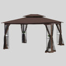13 0 Outdoor Patio Gazebo Canopy Tent With Ventilated Double Roof And Mosquito Net (Detachable Mesh Screen On All Sides) Suitable For Lawn Garden Backyard And Deck Top - Brown by HouseOfZazla