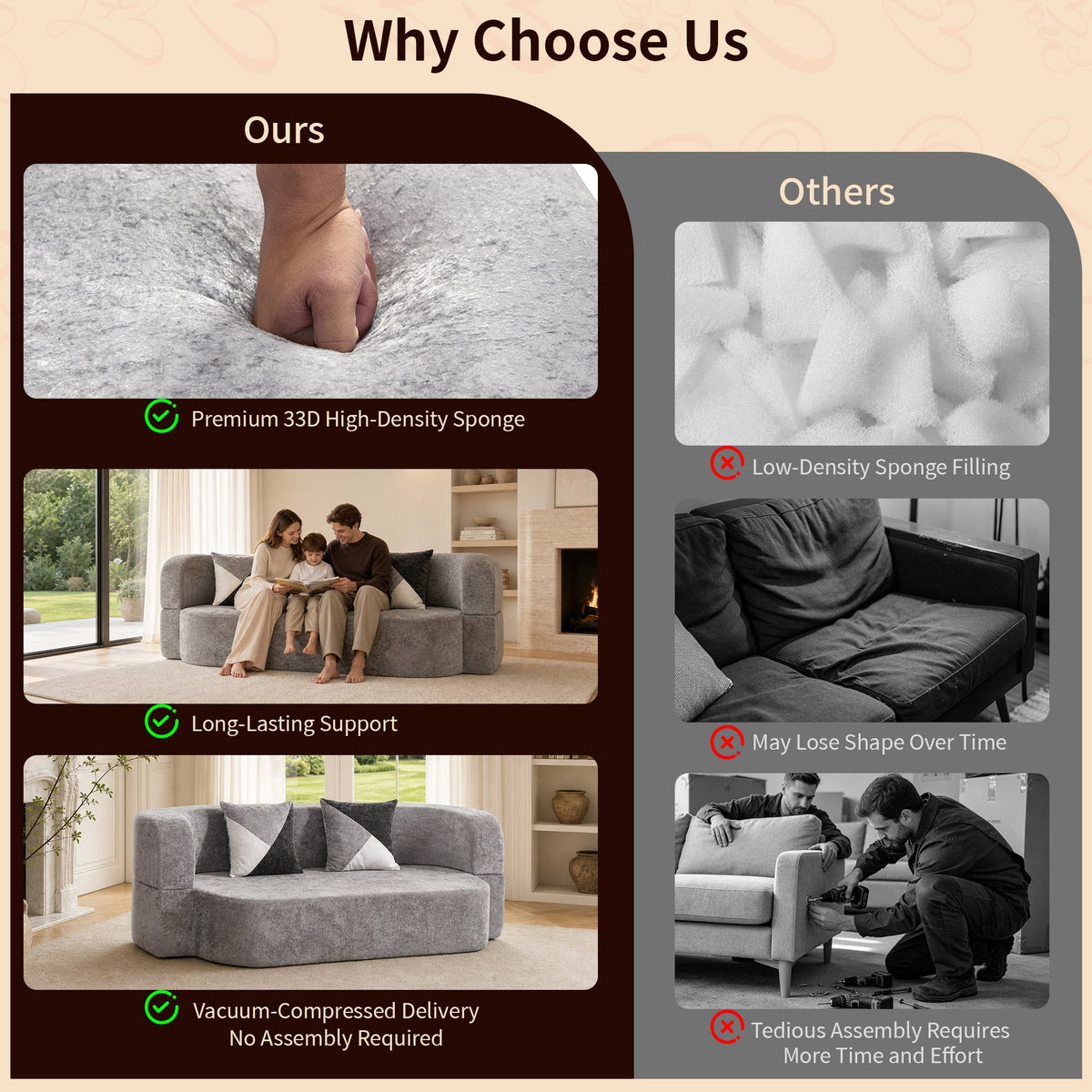Eggshell Sofa Bed - Convertible Boneless Couch, photo 7 of 10