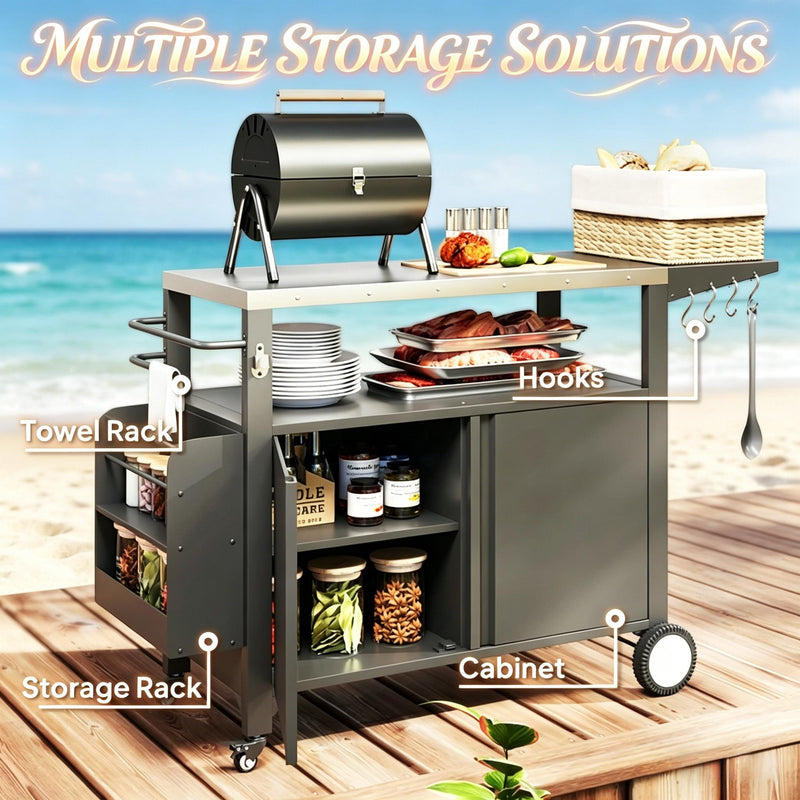 Convenient Kitchen Island, Movable Grill Cart Table, Oven Table, Versatile Bar Cart, photo 5 of 7