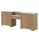 Double Sink Bathroom Vanity With Countertop, 2 Ceramic Sinks, 6 Drawers by HouseOfZazla