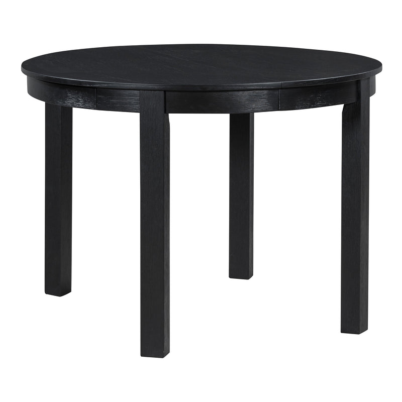 5-Piece Multifunctional Dining Table Set, Farmhouse Dining Set with Extendable Round Table,Two Small Drawers and 4 Upholstered Dining Chairs for Kitchen and Dining Room (Black)