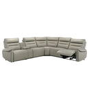 Jayke - Power Motion Sectional Sofa - Light Gray Top Grain Leather Match by Unique Piece Furniture