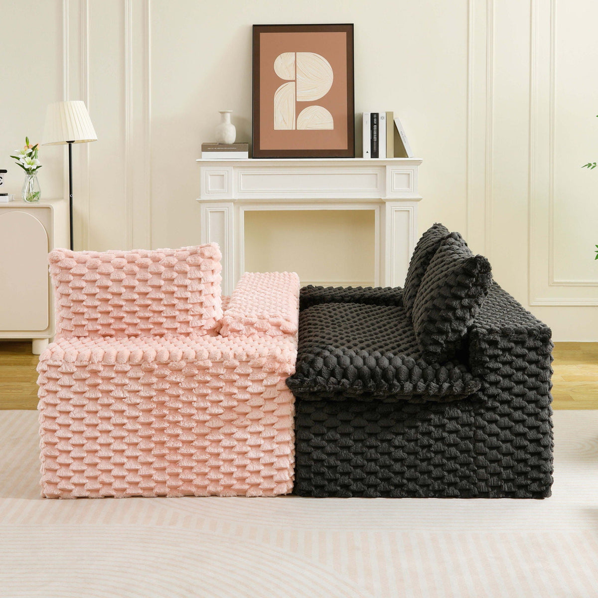 Multifunctional Sofa Pink Black, Fits 4 People, photo 23 of 40