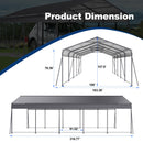 Metal Carport 13 × 26.5 FT with Galvanized Steel Roof