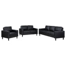 Weld 3 Piece Upholstered Track Arm Sofa Set - Black