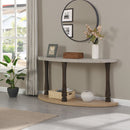 48 inch Long Semi Circle Demilune Sofa Table for Small Hallway Entryway Space, Wooden Half Moon Sturdy Console Tables, Grey&Natural Colour