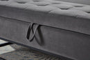 58.6" Bed Bench Metal Base with Storage Grey Velvet