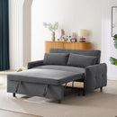 57.48" Pull-out Sofa Bed Convertible Couch 2 Seat Loveseat Sofa Modern Sleeper Sofa with Two Throw Pillows and USB Ports for Living Room, Dark Grey