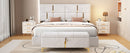 2-Pieces Bedroom Sets,Queen Size Upholstered Platform Bed with Hydraulic Storage System,Storage Ottoman with Metal Legs,Beige