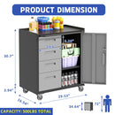 Sturdy Metal Tool Storage Cabinet With Wheels Durable Garage, Office & Home Organizer Steel by HouseOfZazla