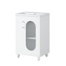20" Bathroom Vanity with Sink, Bathroom Vanity Cabinet with Two-tier Shelf, Adjustable Shelf, Solid Wood and MDF, White