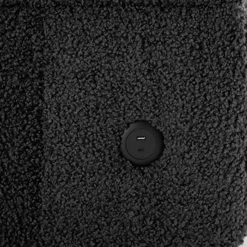 87.7" Sectional Sofa Cozy Teddy Fleece Fabric Sectional Sofa Couch with Two USB Ports a Movable Storage Ottoman and Two Lumbar Pillows for Living Room, Gray