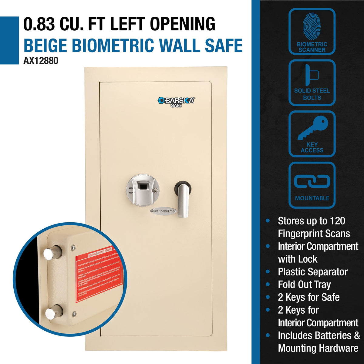 Durable Biometric Wall Safe, photo 10 of 23
