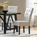 Carter 5 Tuft Dining Chair With Button Tufted Backrest And Espresso Legs - Ivory by HouseOfZazla