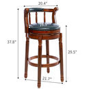 Swivel Cow Top Wooden Bar Stool, 360 Degree Swivel Bar Height Chair With Backs For Home Kitchen Counter