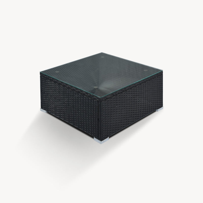 8-Pieces Outdoor Patio Furniture Sets, Garden Conversation Wicker Sofa Set, Single Sofa Combinable, Gray Cushions Black Wicker