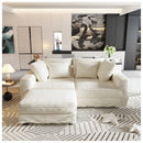 Deep Seat Convertible Sofa With Soft Pillows And Ottomans